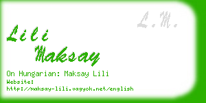 lili maksay business card